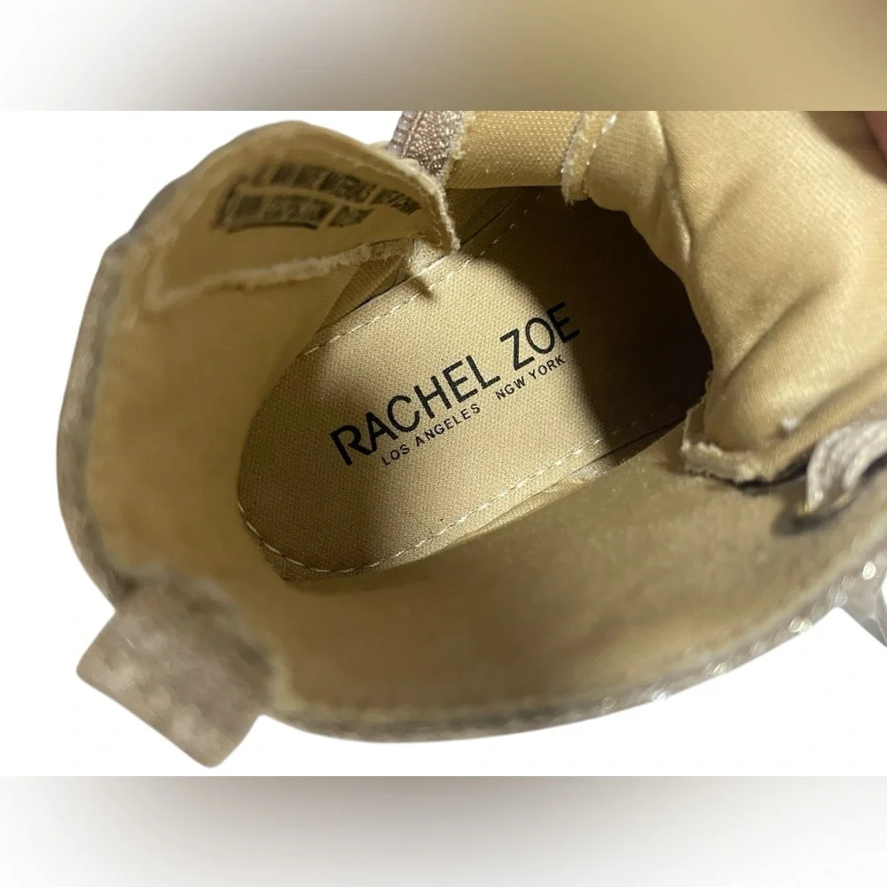 Rachel Zoe Boots 6 Toddler Glitter Combat Side Zip Lug Sole Girls Gold Lace Up